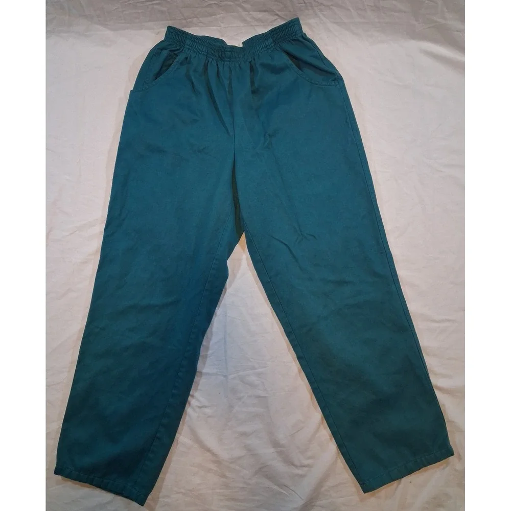 Vintage Koret Patchwork Jacket and Pants Set Womens Medium Teal Multi Embroidery